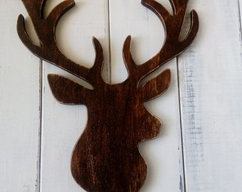 Gift for him Wall wooden hanger Leash dog holder Key hook Rustic hanger Door hangers Deer head Hunter décor Hunter gift Dad gift Farmhouse