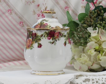 Royal Albert, Old Country Roses, Lidded Preserve Jar, Bone China Jam Pot, Vintage Preserve Jar,