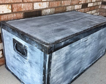 Vintage Trunk - whitewashed, handpainted, storage trunk