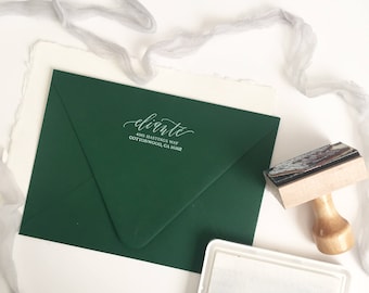 Custom Calligraphy Return Address Stamp with Wooden Handle