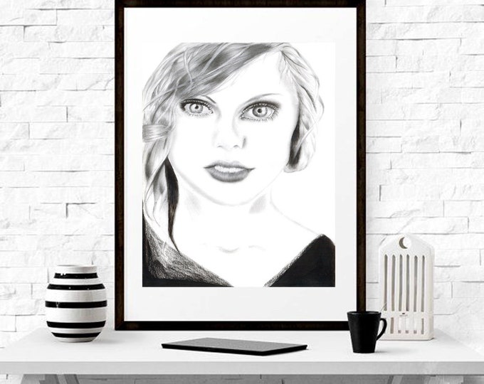 Girl Drawing Download, Drawn Portrait Poster, Instant Download Graphite Drawing, Hand Drawing, Instant Drawing, Poster Art Drawn