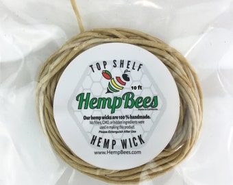 Organic Hemp Wick by HempBees. 10 Ft. -1mm- Free Shipping
