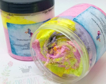 Unicorn whipped Soap ,Gift, Sugar Scrub , Natural soap , reuseable plastic tub, Valentine, Birthday , Mothersday . Unicorn SOAP