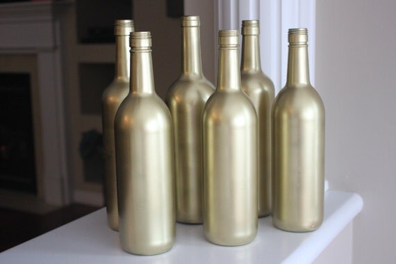 Items Similar To Gold Painted Wine Bottles Gold Bottles Gold Wedding   Il 570xN.1150599580 1fq5 