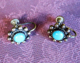 Vintage Southwestern Sterling Silver Turquoise Earrings