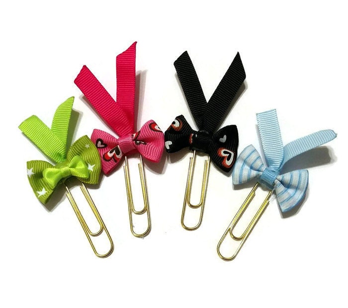 Bow planner clip set bow paperclip set bow bookmark set