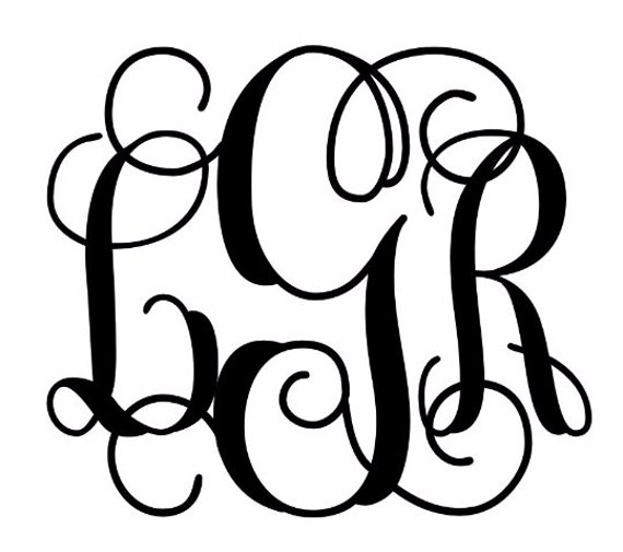 4 monogram decal Vine font circle font monogram vinyl