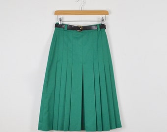Vintage Green Pleated Skirt | Vintage Midi Skirt | Vintage Secretary Skirt