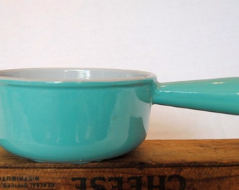 Rare Vintage 1950s Le Creuset Teal Enamel Cast Iron Sauce Pan Size 16