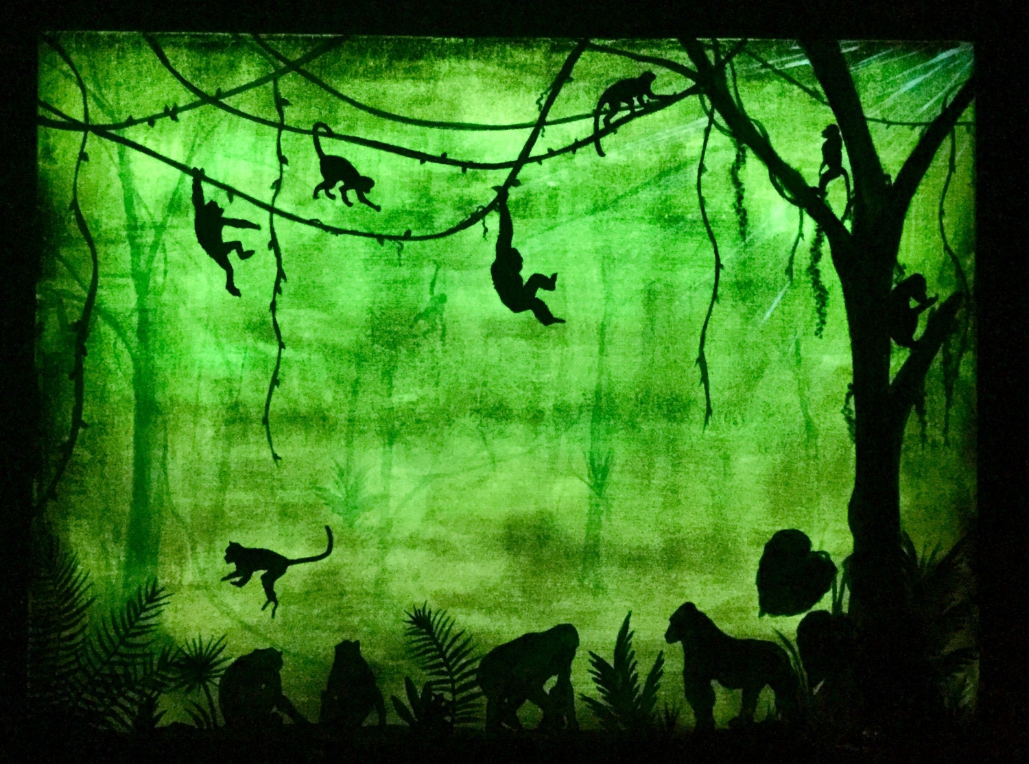 Download Monkey jungle Art Glow in the Dark primate painting color