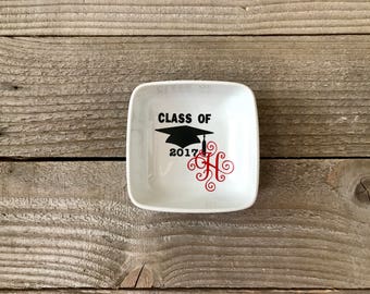 Monogrammed Jewelry Dish, Ring Dish, Personalized Ring Dish, Graduation Gift, High School Graduation, Graduate Gifts, College Grad, Graduate