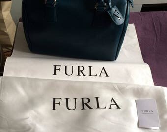 FURLA" - bag, so good as new, petrolcolour, shopper, business
