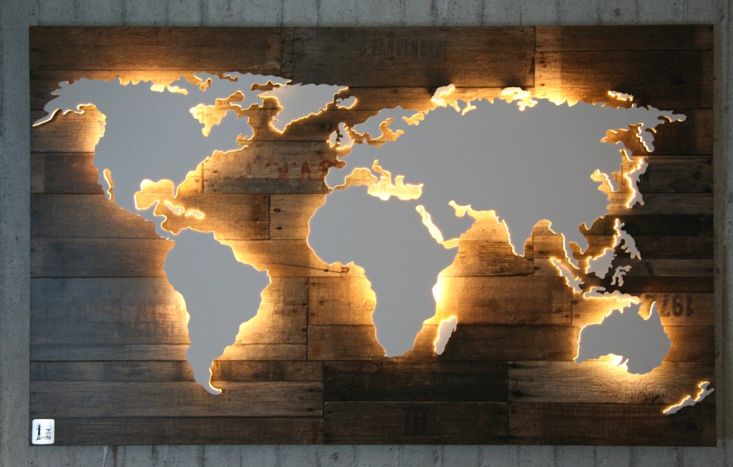 Weltkarte mit led beleuchtung