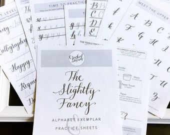 Modern Calligraphy Worksheet - PRINTABLE DOWNLOAD - Slightly Fancy Alphabet Exemplar, Calligraphy Practice Sheets, Letter Formation