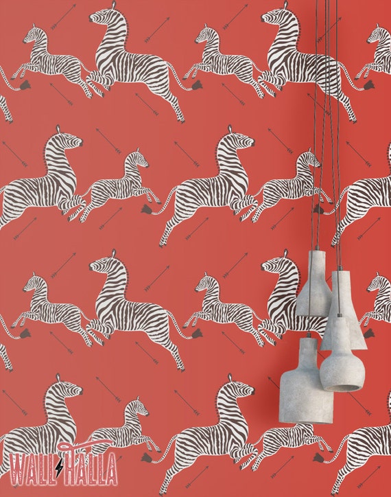 Red Zebra Wallpaper Non Woven Wallpaper or Self Adhesive