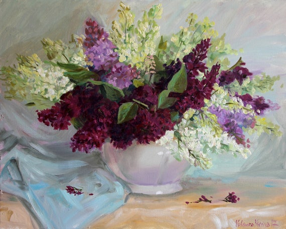 Bouquet Lilac White Lilac Painting Original Oil Painting White