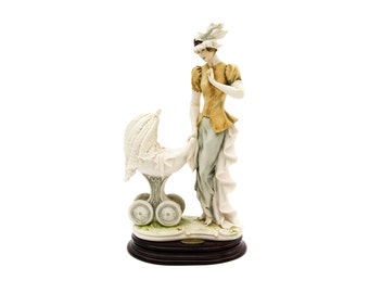 Giuseppe Armani, Capodimonte Porcelain Resin Figurine of Lady with Carriage