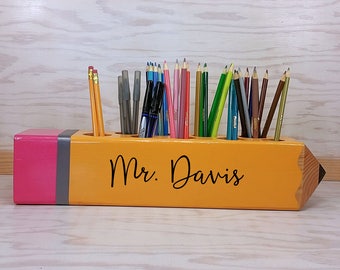 Teacher Sign, Teacher Appreciation Gift, Personalized Gift, Teacher Pencil Sign, Decor, Classroom Decoration, organizer, Teacher Gift
