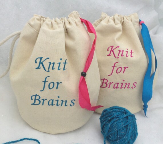 Items similar to Personalized Project Bag, Canvas Knitting Project Bag