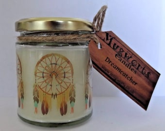Dreamcatcher Design, Scented Jar Candle gift, Fairy, Pagan, Wicca, Soy wax, Christmas, Holidays, Magic, Gift, Yule, Easter