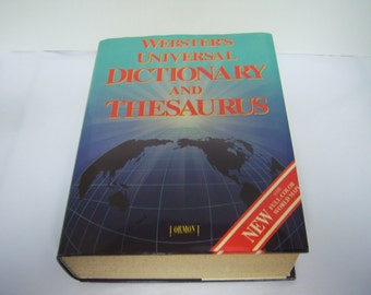 Webster's Universal Dictionary and Thesaurus, 1993 Edition, Hardback, Dust Jacket, Color World Maps, Pages Lightly Yellowed