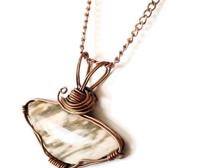 Hells Canyon Petrified Wood and Copper Necklace, Unique Birthday Gift, Copper Pendant, Gift for Her