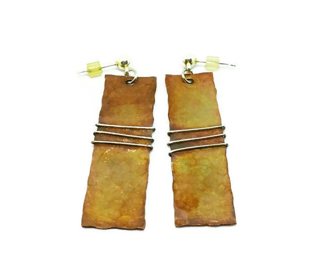 Mixed Metal Copper and Sterling Silver Earrings, Antiqued Copper Dangle Earrings, Mixed Metal Jewelry, Unique Birthday Gift