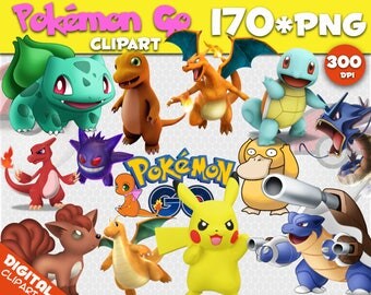 Pokemon Go Clipart 170 PNG 300dpi Images Digital Clip Art Moana Instant Download Graphics background birthday Pikachu party scrapbooking