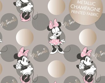 Grey Metallic Minnie Mouse Jumbo Dot from the Minnie Mouse Metallic Collection by Camelot Fabrics