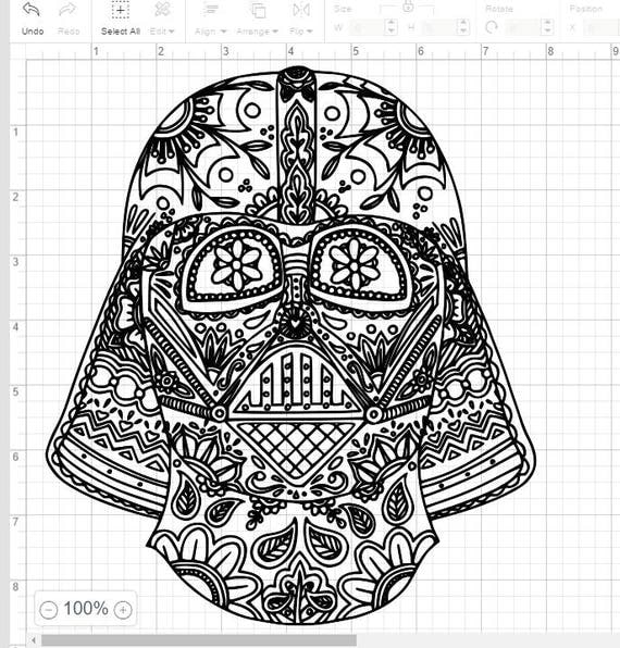 Star Wars Darth Vader Sugar Skull Design SVG EPS DXF Studio 3