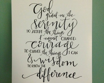 serenity prayer || hand lettered print