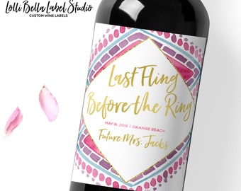 Last Fling Before the Ring Wine Label, Bachelorette Party, Custom Wine Label, Bride Tribe, Future Mrs., Party Decor