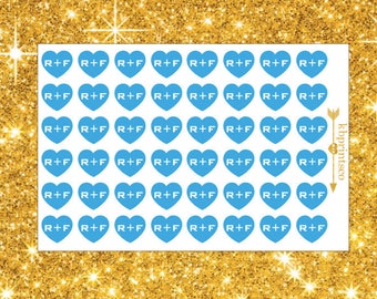 48 Glossy Blue Rodan and Fields Heart Stickers | Mini Facials