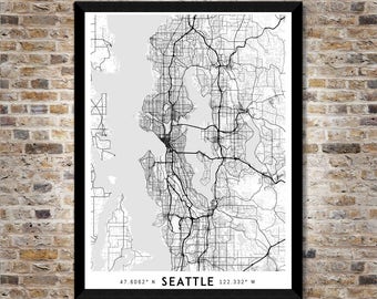 Every Road in Seattle map art | Printable Seattle map print, Seattle print, Seattle poster, Seattle art, Seattle wall art, Washington map
