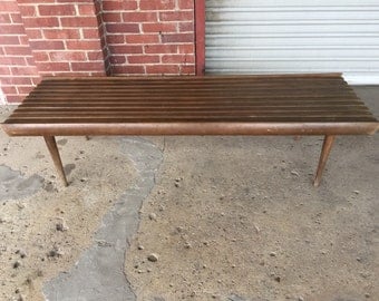 Vintage Mid Century Modern Slat Bench