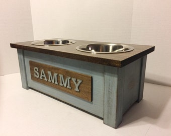 Rustic Wooden Dog Dish Stand, Dog Feeder, Personalized Dog Bowl, Dog Bowl, Raised Dog Feeder, Elevated Pet Bowls, Dog Feeding Station