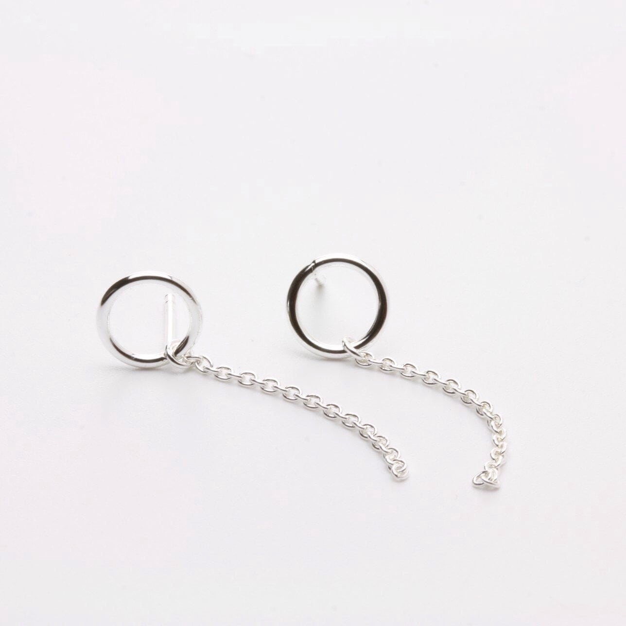 Sterling Silver Circular Chain Studs / Silver Circular Studs