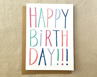 Happy Birthday Lettered Card | A2 Size Greeting Card