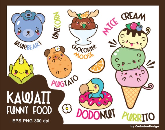 30% OFF Kawaii clip art animals clipart kawaii food