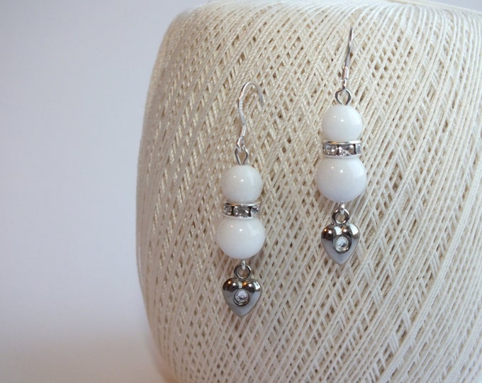 Bridal earrings,Bridal wedding jewellery, Wedding earrings, White earrings, White Jade Earrings, Jade Earrings