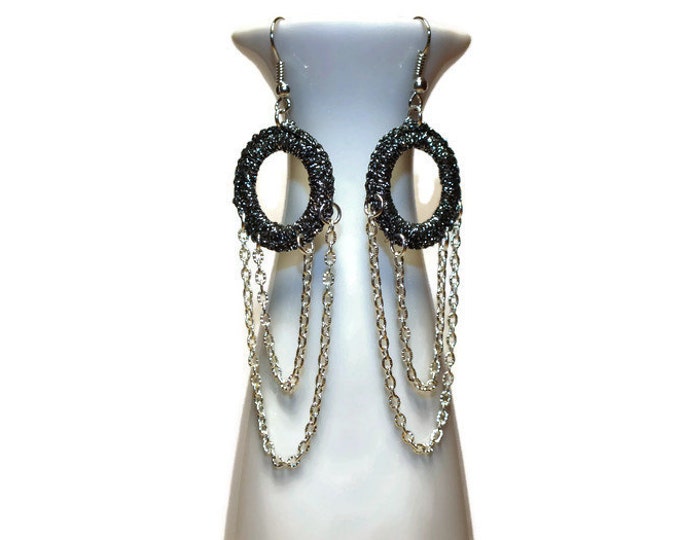 Crochet earrings, evening earrings,black lace earrings,Drop Earrings, Earrings,boho earrings,dangle earrings