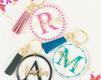 Monogram Keychain, Personalized Keychain, Custom keychain Tassel Key Chain, Key Chain