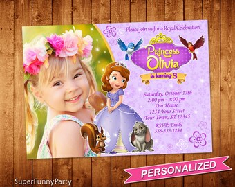 Invitación de Princesa Sofía, Sofía la primera invitación, invitación princesa, invitación de cumpleaños de las niñas, archivo Digital, personalizado