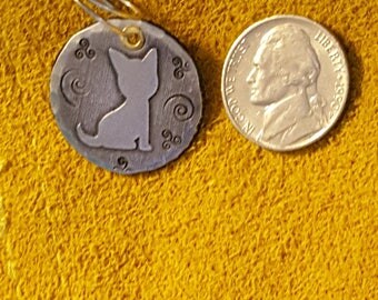 A35-Free Shipping-Cat Tag -Cat ID Tag - Pet Tag - Cat Name Tag - Hand Made Aluminum Pet Tag-Puppy Tag