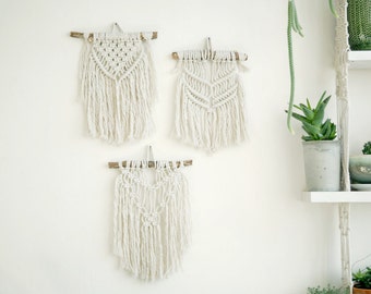 Macrame Tapestry,Boho Wall Hanging,3 Macrame Wall Hanging,Small Macrame Hanging, Wall Tapestry, Boho decor, Wall art, Trio tapestry
