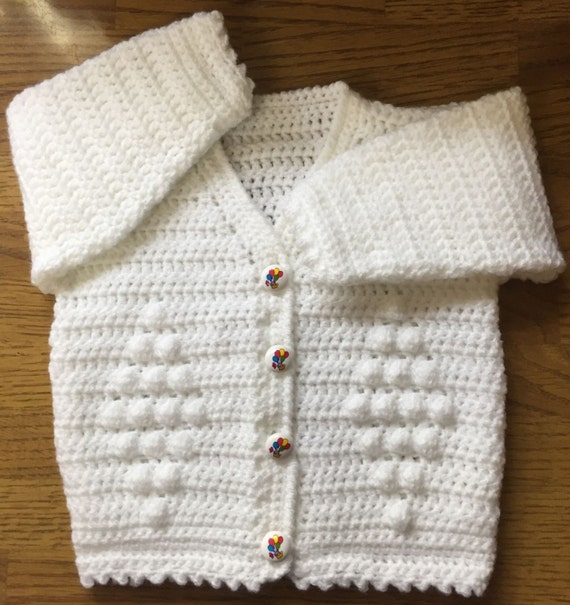 Printed Baby Crochet Cardigan Pattern In DK. Sizes 3 months to