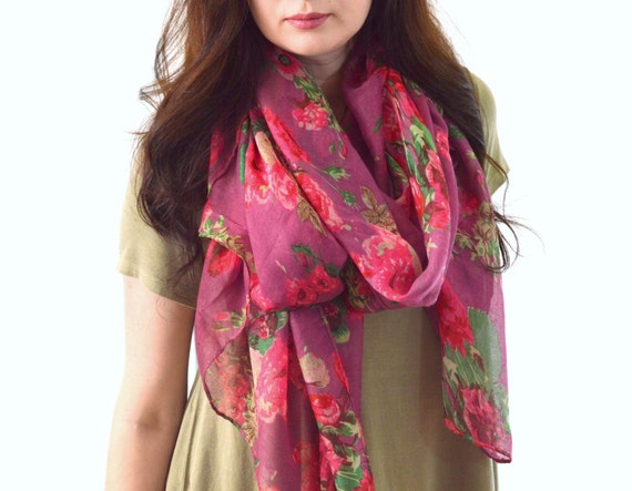 Rose Printed Scarf Summer Floral Scarf Woman Fashion Scarf