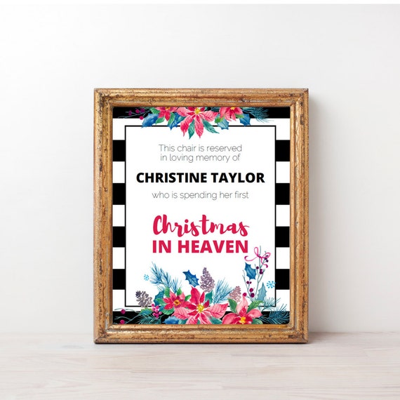 First Christmas in Heaven Poem Sign, Empty Chair Christmas Memorial