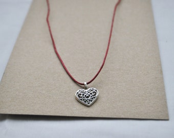 Handmade Sherry Red Heart Necklace