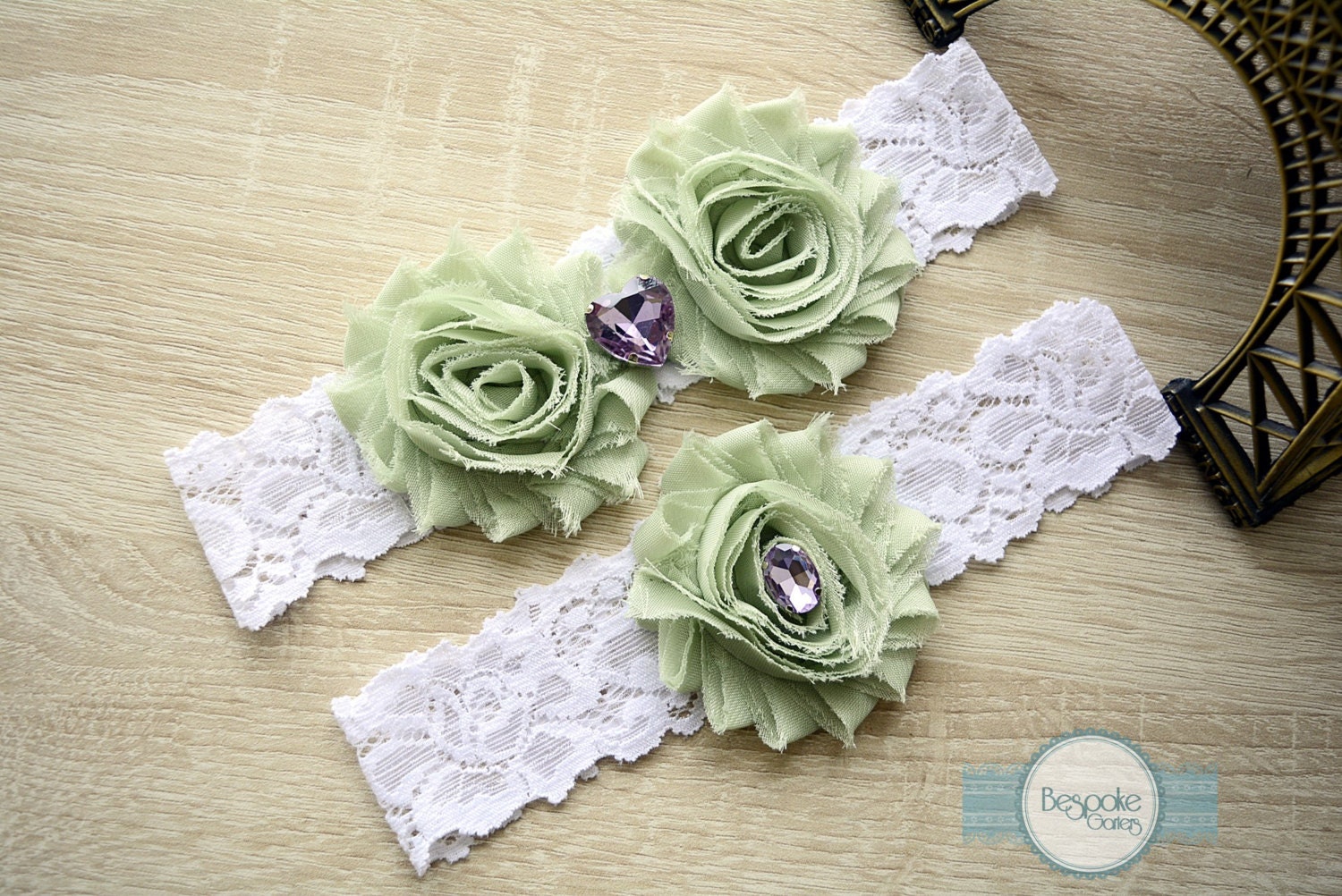 Wedding Garters Linden Green Garter Green Garter Set Green